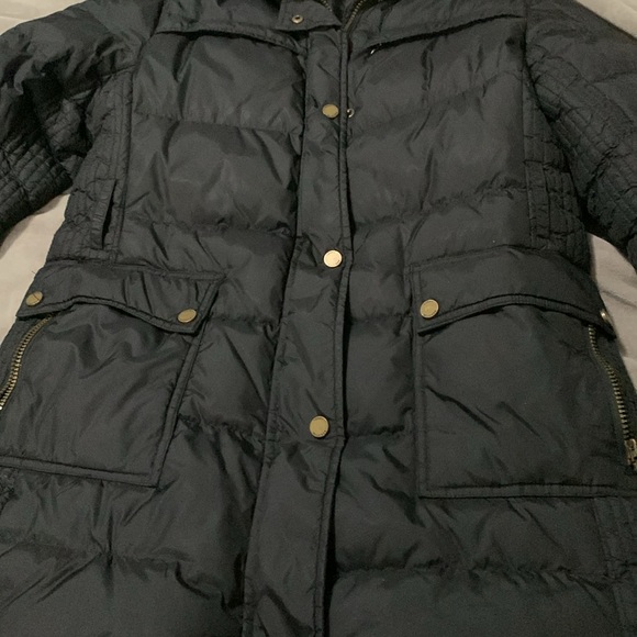 Tommy H puffer S/P black hooded *missing belt* - Picture 3 of 10